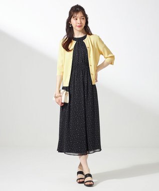 ANY SIS S 【接触冷感・UVカット・洗える】ハーフスリーブ カーディガン イエロー