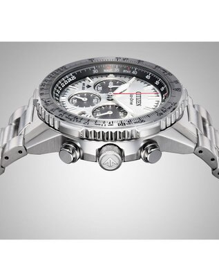CITIZEN 【電池交換不要 クロノグラフ】航空計算尺機能搭載ウオッチ シルバー