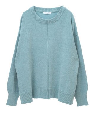 Green Parks ベロアモールリラックスサイズニットプルオーバー Sax