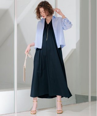 23区 【Oggi4月号掲載/洗える】CANCLINI クロップド シャツ サックスストライプ