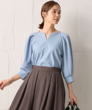 組曲 タックスリーブカルゼ カットソー サックスブルー系