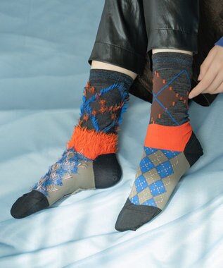 COQ 【MEN】KITSUNE ARGYLE アーガイルリバーシブルファーソックス