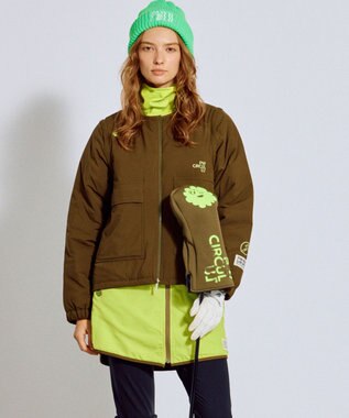 PW CIRCULUS 【撥水加工 / ストレッチ】【WOMEN】デタッチャブルキルティング中綿ブルゾン ゴルフウェア レディース カーキ系