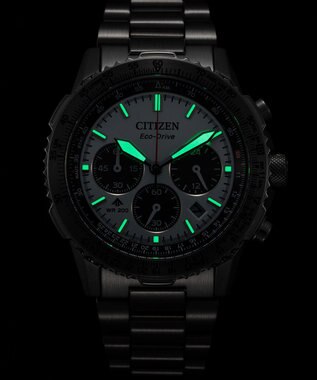 CITIZEN 【電池交換不要 クロノグラフ】航空計算尺機能搭載ウオッチ シルバー