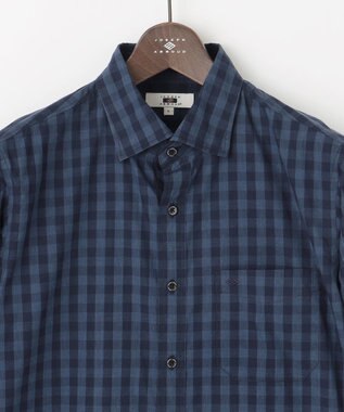 JOSEPH ABBOUD 【綿100％】メランジギンガムチェック シャツ ネイビー系4