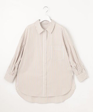 Feroux 【洗える】カラーストライプビッグ シャツ ベージュ系1