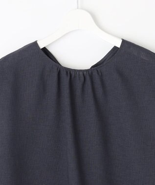 自由区 S 【洗える】ラスティックメッシュバックボウタイ ブラウス ネイビー