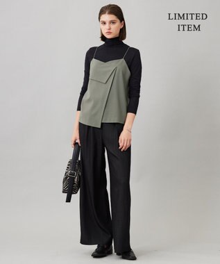 ICB L 【WEB限定・UVカット・洗える】ウール2WAYストレッチ キャミソールブラウス スモークグリーン系