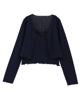 earth music&ecology 【2点セット】ＳＥＴ２点メローボレロ＋フリルキャミソール Navy