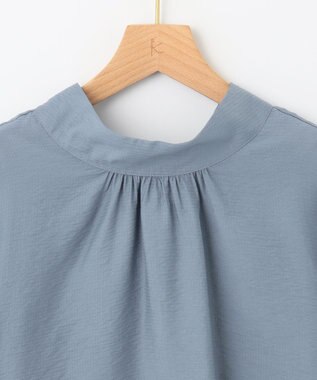 組曲 【セットアップ対応・前後着用可】ニュアンスシフォン ブラウス サックスブルー系