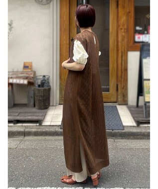 Green Parks 前後２Ｗａｙ　透かし柄ニットワンピース Ivory