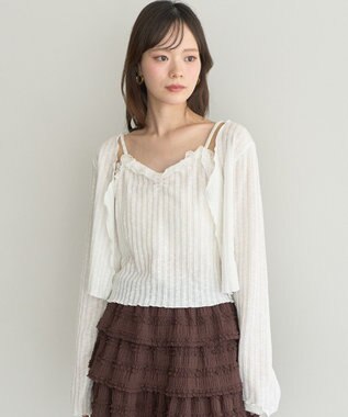 earth music&ecology 【2点セット】ＳＥＴ２点メローボレロ＋フリルキャミソール Off White