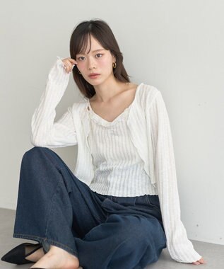 earth music&ecology 【2点セット】ＳＥＴ２点メローボレロ＋フリルキャミソール Off White