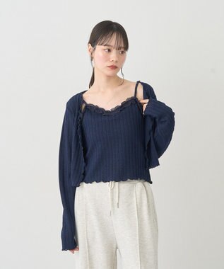 earth music&ecology 【2点セット】ＳＥＴ２点メローボレロ＋フリルキャミソール Navy