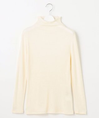 自由区 【洗える】ソフトウールリブボトルネック  カットソー アイボリー系