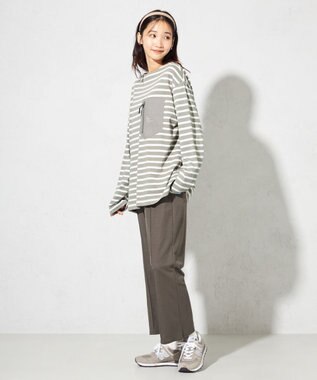 SHARE PARK LADIES 【洗える】ナチュラルワッシャー　セミフレアパンツ モカ