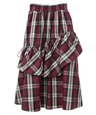 Green Parks ・ＳＵＧＡＲＳＰＯＯＮチェックドロストティアードスカー Bordeaux