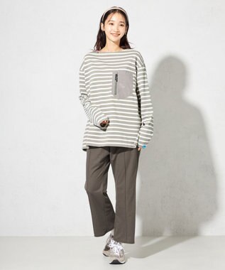 SHARE PARK LADIES 【洗える】ナチュラルワッシャー　セミフレアパンツ モカ