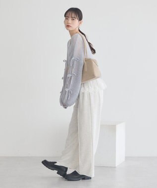 earth music&ecology サイドリボン透かしニットプルオーバー Grayish Blue