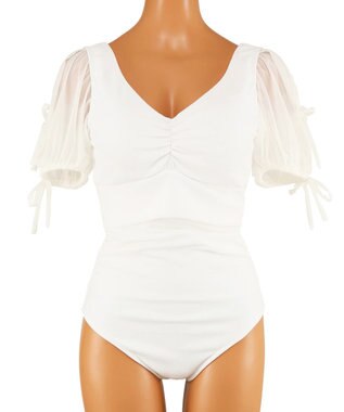 San-ai Resort（三愛水着楽園） 【San-ai Resort×PEACH JOHNコラボ】【ナイスバディ水着】パフスリーブワイヤービキニ　9M・11L　【San-ai Resort（サンアイリゾート）】 ホワイト