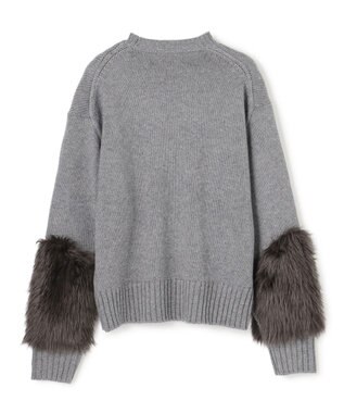 BEIGE， 【洗える・VERY NaVY12月号掲載】CHESTER / フェイクファークルーネックニット Md.Gray