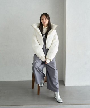 earth music&ecology 2wayパファー ショートブルゾン アイボリー