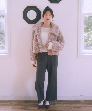 earth music&ecology サイドリボン透かしニットプルオーバー Off White