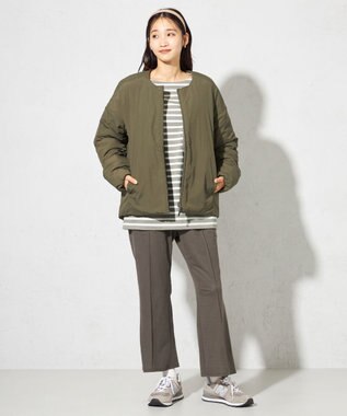 SHARE PARK LADIES 【洗える】ナチュラルワッシャー　セミフレアパンツ モカ