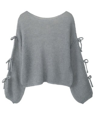 earth music&ecology サイドリボン透かしニットプルオーバー Grayish Blue