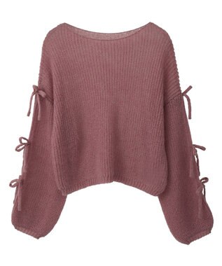 earth music&ecology サイドリボン透かしニットプルオーバー Pink