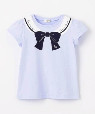 ANY KIDS 【WEB限定】7days プリント 半袖 Tシャツ サックスブルー×リボン