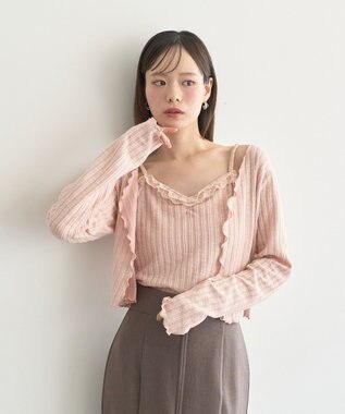 earth music&ecology 【2点セット】ＳＥＴ２点メローボレロ＋フリルキャミソール Pink