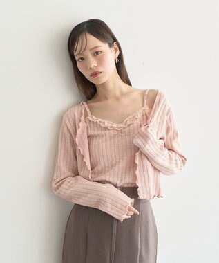 earth music&ecology 【2点セット】ＳＥＴ２点メローボレロ＋フリルキャミソール Pink
