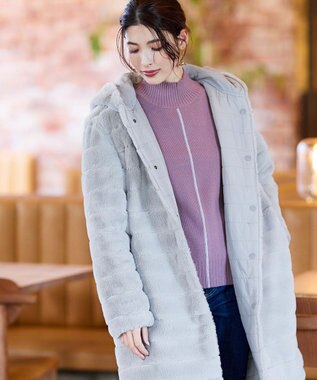 Tiaclasse 【洗える】配色切り替えニットトップス パープル