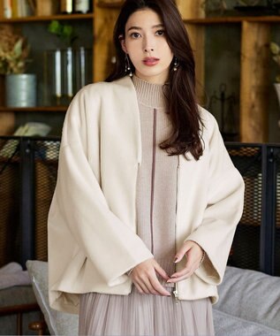 Tiaclasse 【洗える】配色切り替えニットトップス ベージュ