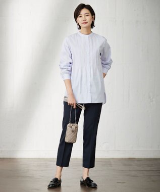 J.PRESS LADIES 【洗える】 BEZ VEGA ピンタック ストライプ ブラウス ふじ色系1