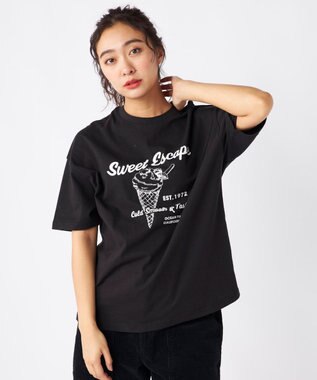 OP／FILA 【Ocean Pacific】アイスクリームプリント半袖Tシャツ ブラック