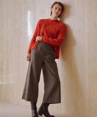 J.PRESS LADIES S ラメツイード クロップド パンツ ブラウン系