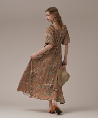 GRACE CONTINENTAL ヴィンテージフラワープリントワンピース キャメル