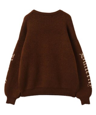 WEGO モチーフグラフィックフラッフィーニットプルオーバー ブラウン