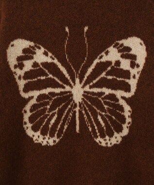 WEGO モチーフグラフィックフラッフィーニットプルオーバー ブラウン