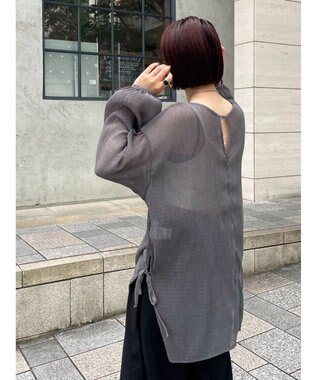 Green Parks 前後２Ｗａｙ　シフォンプリーツチュニック Charcoal Gray