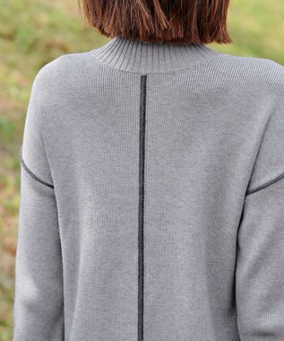 Tiaclasse 【洗える】配色切り替えニットトップス グレー