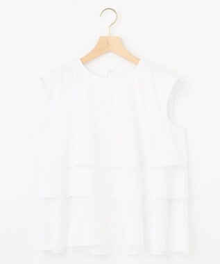 組曲 【WEB限定】コットンレーヨンシャーティングノースリーブ ブラウス アイボリー系