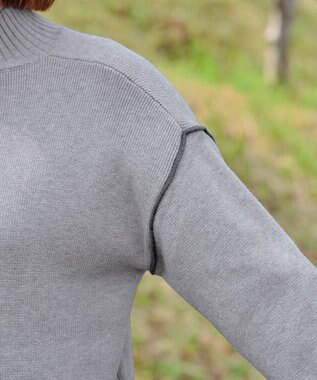 Tiaclasse 【洗える】配色切り替えニットトップス グレー