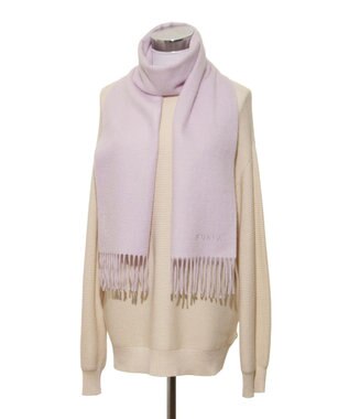 MOONBAT FURLA(フルラ）カシミヤ100％ 無地 マフラー ロゴ刺繍 手洗いOK ライトパープル