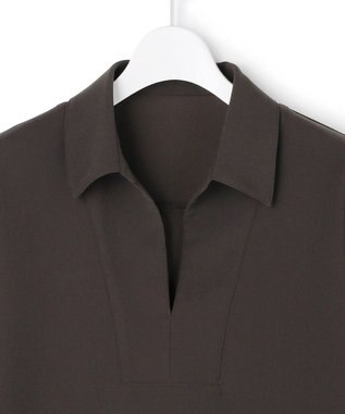 23区 ストレッチジョーゼット スキッパー ブラウス ダークブラウン系