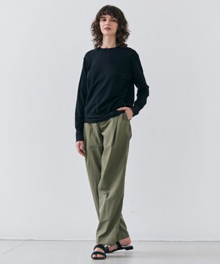 BEIGE， 【洗える】JULIE / シルク混クルーネックシアートップス Black
