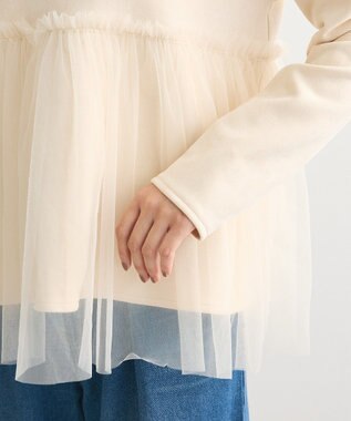 Green Parks ・ｓｗｉｎｇ　ｂｙ　チュールレイヤープルオーバー Gray Beige