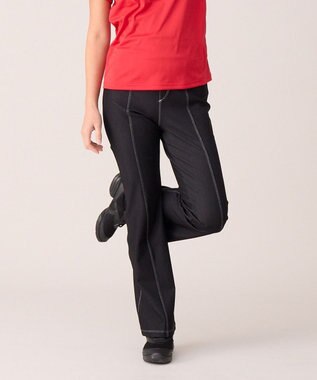 Chacott デニム調ブーツカットパンツ ブラック